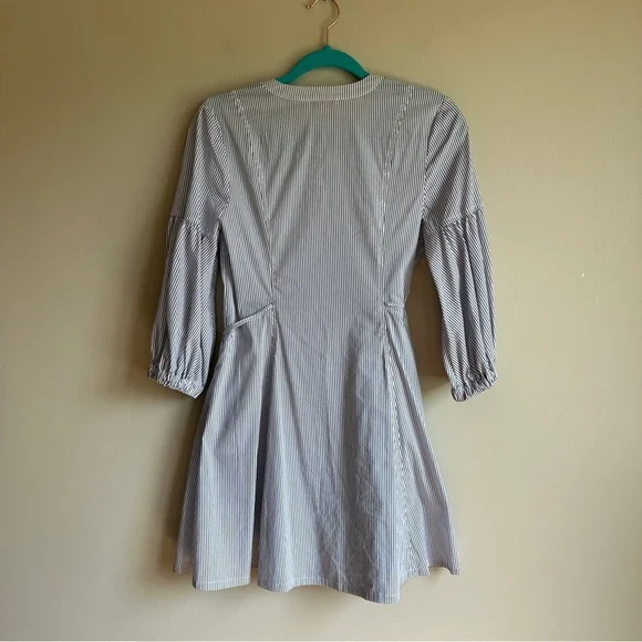 Parker Pinstripe Long Sleeve Button Down Toe Waist Dress Small - Picture 7 of 10